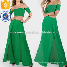 Shirring Crop & Matching Skirt Set Manufacture Wholesale Fashion Women Apparel (TA4122SS)